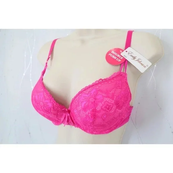 VS Bombshell Inspired Adds 2 Cups Ultimate Pushup Bra 34C Dark Pink Lace - Picture 4 of 9